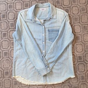 Jean button down top